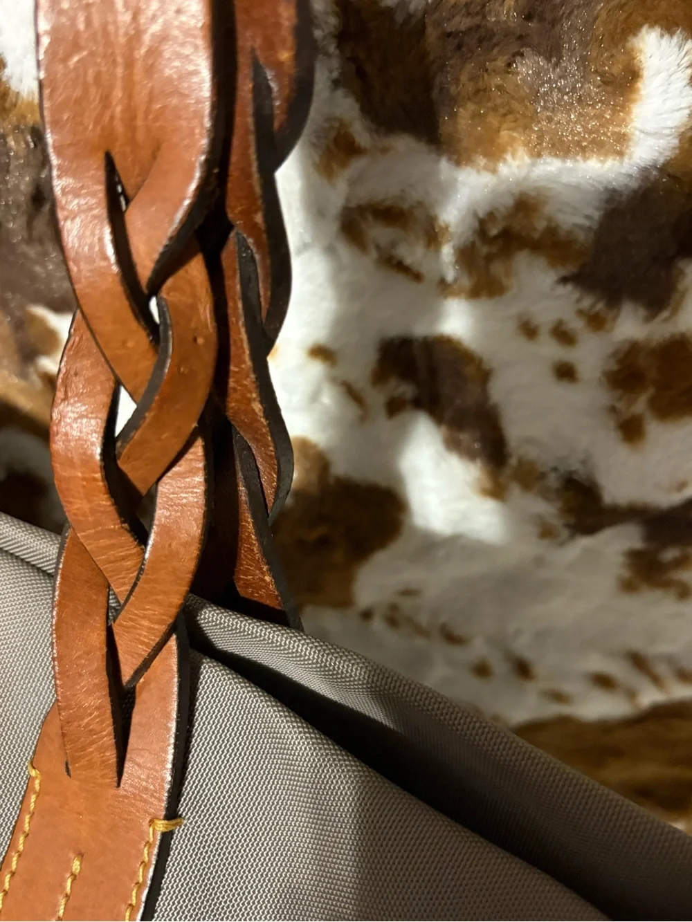 Dooney & Bourke Gray Canvas Tote with Brown Leather Trim
